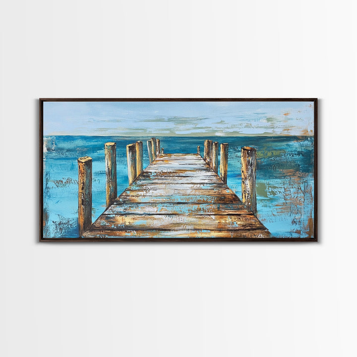 Dock Over Water, Coastal Landscape, Nautical Wall Art, Canvas Print, Lake Tahoe Art, Rustic Wall Art, Coastal Decor, Panoramic Art