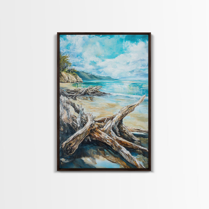 Beach, coastal painting, ocean painting, landscape painting, framed canvas print, lake Tahoe art, nautical wall art, beach house decor