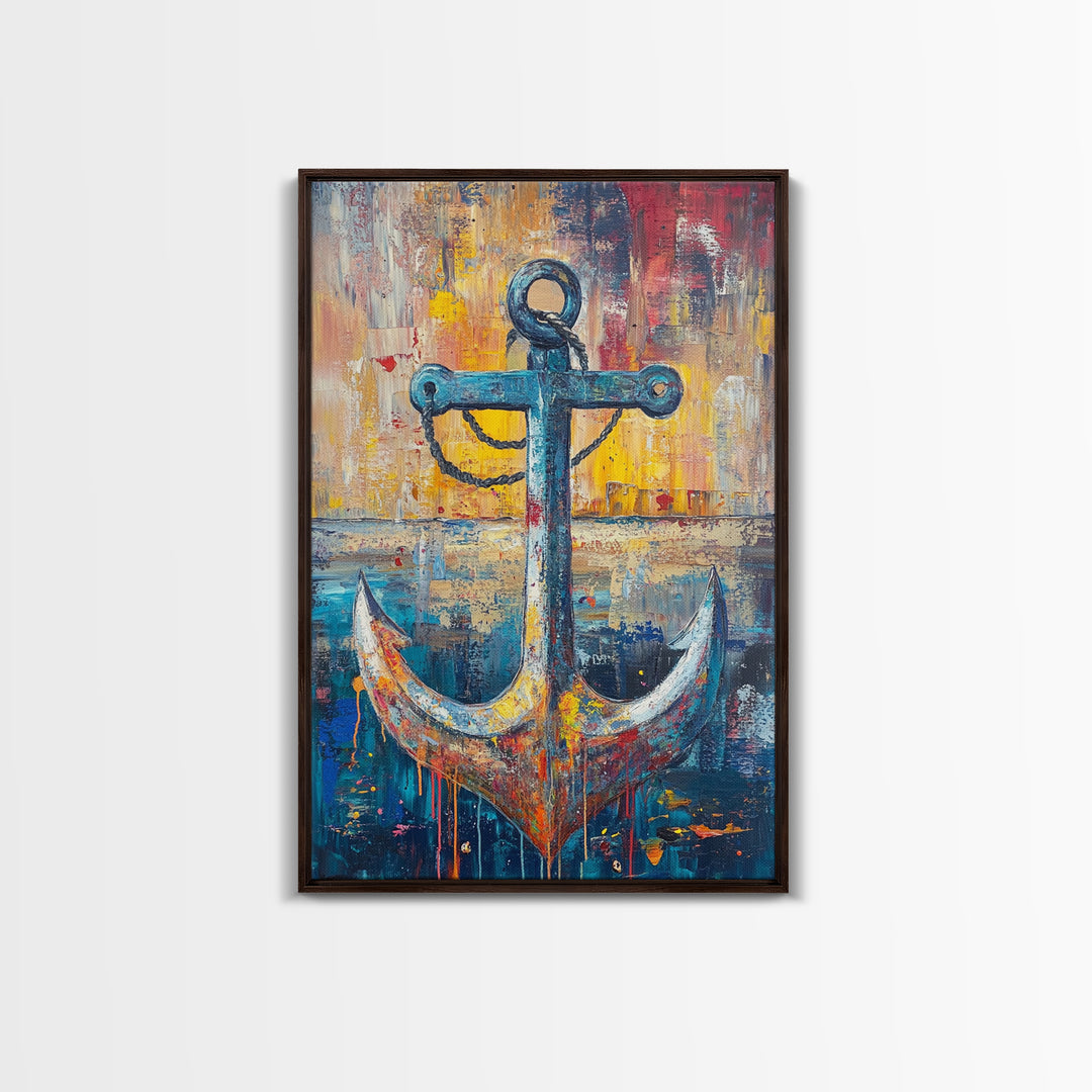 Nautical Anchor, Coastal Wall Art, Rustic Ocean Painting, Nautical Decor, Coastal Cowgirl Wall Art, Canvas Print, Gift Idea