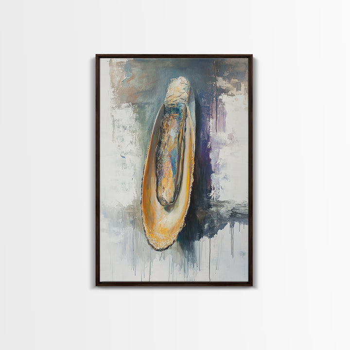 Abstract Oyster, oyster painting, oyster shell painting, coastal wall art, wabi sabi art, neutral wall art, canvas print, home decor