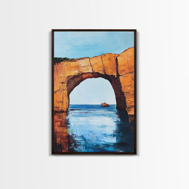 Ocean Arch, coastal painting, seascape painting, nautical decor, beach house art, extra wide art, framed canvas print, wall decor