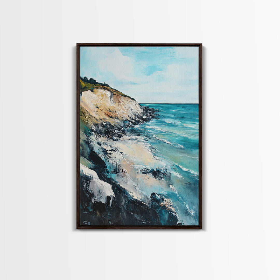 Cliffside View, Ocean Painting, Canvas Print, Coastal Wall Art, Nautical Decor, Seascape Art, Rustic Art, Gift Idea, Above Bed Art