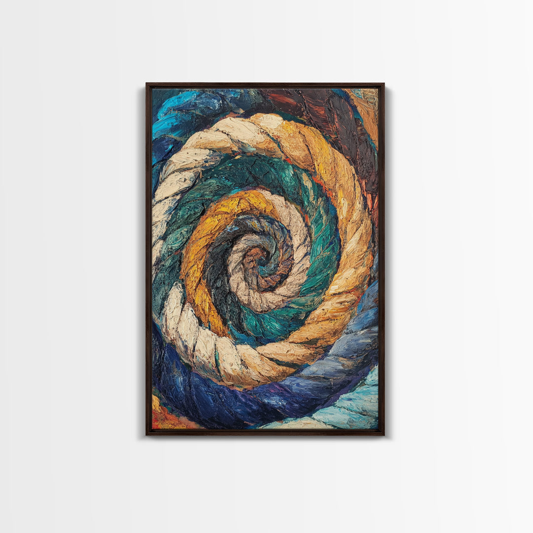 Nautical Spiral, Abstract Ocean Art, Canvas Print, Coastal Wall Art, Moody Art, Geometric Painting, Living Room Art, Gift Idea