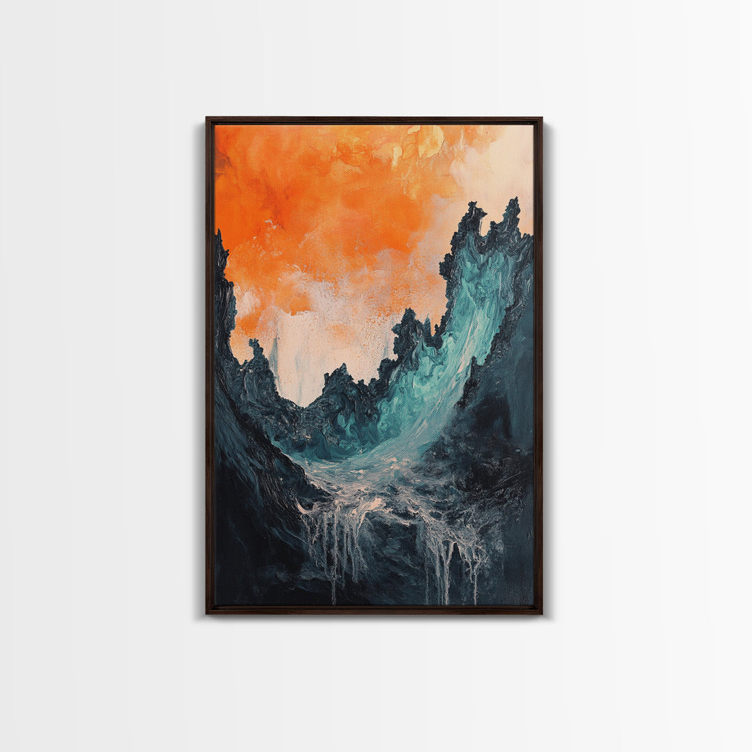 Abstract Wave Energy Canvas Print Moody Ocean Painting Stormy Water Art Modern Wall Decor Living Room Accent Gift Under 75