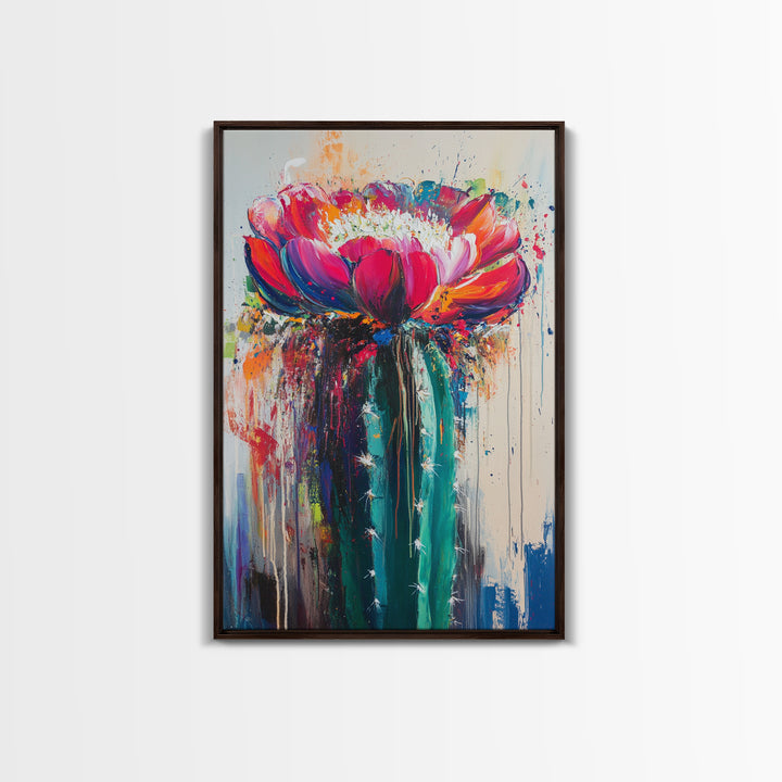 Cactus Flower, Botanical Prints, Southwest Wall Art, Boho Art, Moody Art, Rustic Wall Art, Living Room Art, Canvas Print