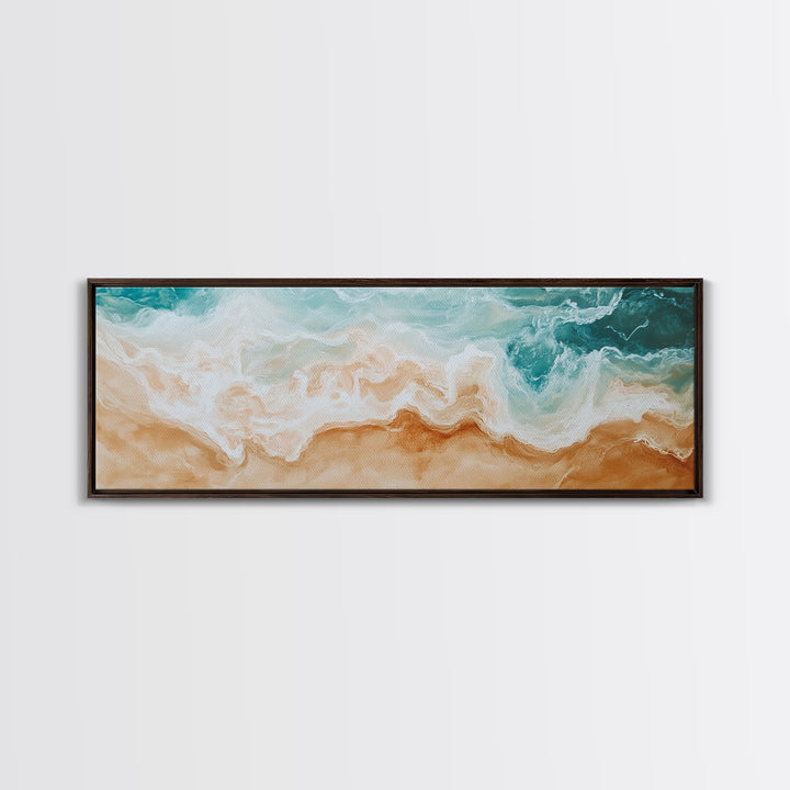 Coastal Beach Waves Painting, Serene Ocean Art, Abstract Shoreline Wall Decor, Neutral Beach House Decor, Modern Living Room Art