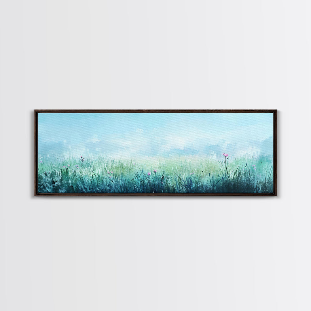 Dreamy Meadow Painting Framed Canvas Print - Soft Pastel Wildflower Art, Peaceful Nature Wall Decor, Bedroom BAesthetic, Gift Idea