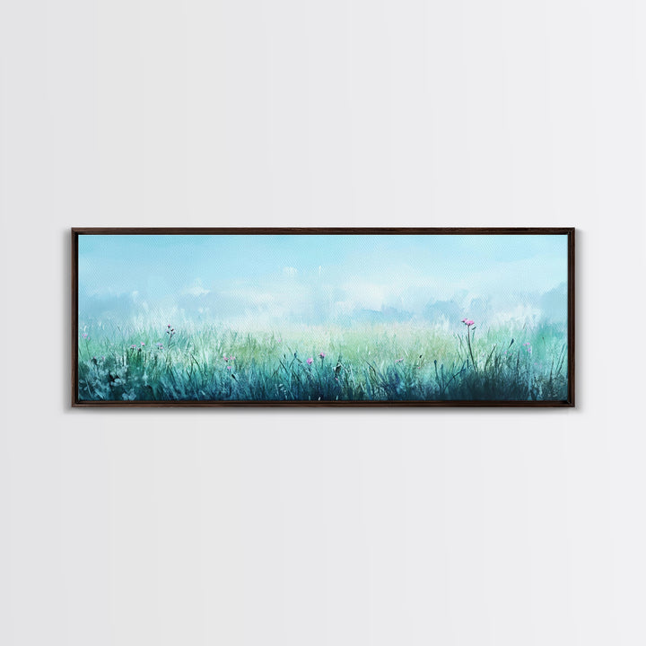 Dreamy Meadow Painting Framed Canvas Print - Soft Pastel Wildflower Art, Peaceful Nature Wall Decor, Bedroom BAesthetic, Gift Idea