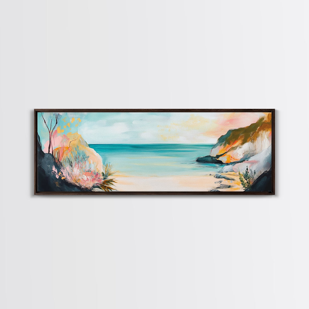 Abstract Beach Painting Soft Pastel Coastal Art Minimalist Boho Seaside Wall Decor Tranquil Ocean Artwork Bedroom Office