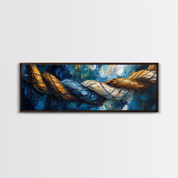 Nautical Rope Texture Canvas Print Abstract Coastal Wall Art, Ocean Inspired Painting, Rustic Nautical Decor, Beach House Wall Art