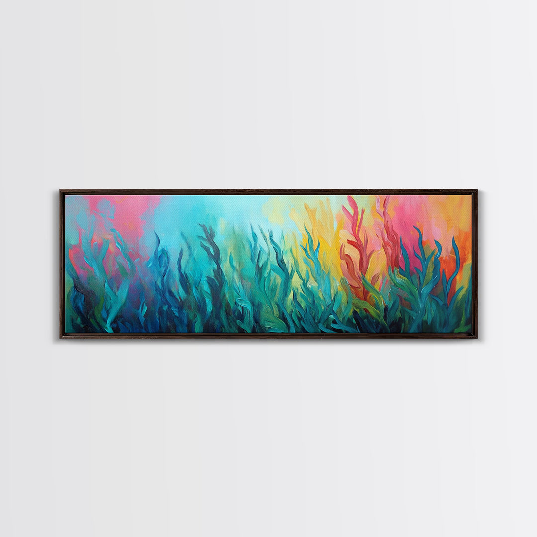 Abstract Seaweed Canvas Print Vibrant Coastal Wall Art, Ocean Inspired Decor, Modern Underwater Painting, Boho Home Accent
