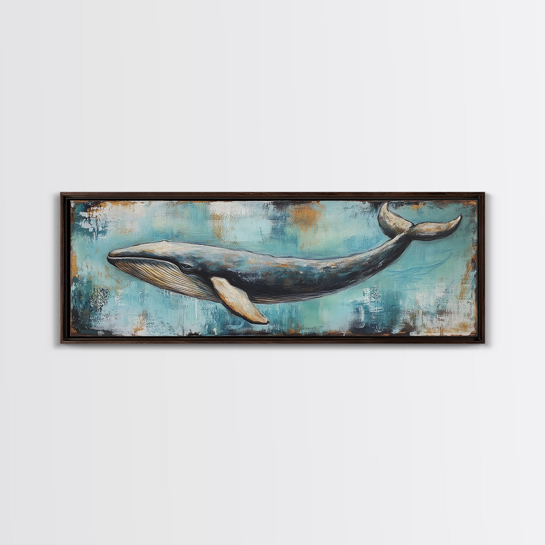 Blue Whale, Ocean Art, Canvas Print, Coastal Home Decor, Nautical Wall Art, Marine Life Painting, Beach House Wall Art, Rustic Artwork