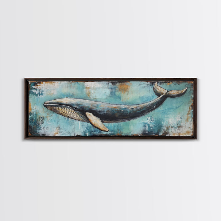 Blue Whale, Ocean Art, Canvas Print, Coastal Home Decor, Nautical Wall Art, Marine Life Painting, Beach House Wall Art, Rustic Artwork