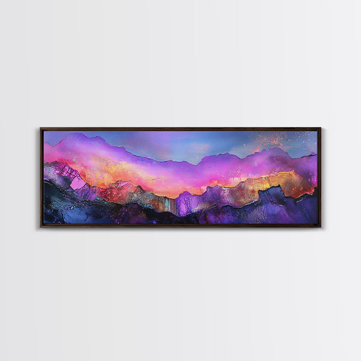 Abstract Mountains, Colorful Sunset Art, Modern Landscape, Vibrant Wall Art, Living Room Art, Canvas Print, Framed Canvas Print
