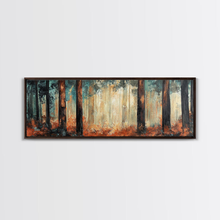 Autumn Forest Canvas Print, Rustic Fall Wall Art, Nature Landscape Painting, Cabin Decor, Earthy Tones, Cozy Living Room Art
