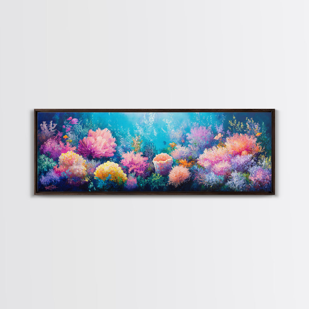 Deep Sea Fantasy Canvas Print, Oceanic Wonderland Wall Art, Marine Life Painting, Dreamy Underwater Aesthetic, Vibrant Colors