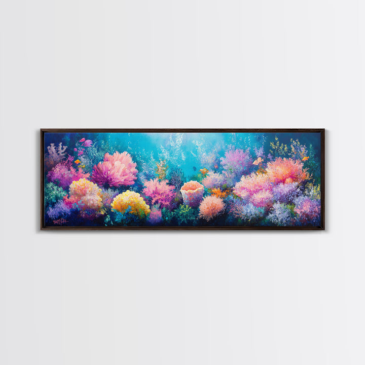 Deep Sea Fantasy Canvas Print, Oceanic Wonderland Wall Art, Marine Life Painting, Dreamy Underwater Aesthetic, Vibrant Colors