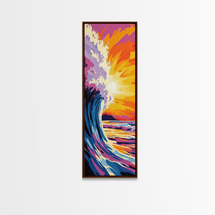 Ocean Wave, Coastal Sunset Wall Art, Beach House Decor, Nautical Theme, Surf Canvas Print, Vibrant Seascape, Modern Living Room Accent