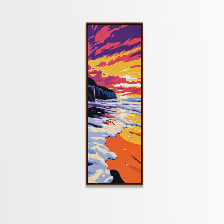 Ocean Sunset, Coastal Beach Art, Waves and Water Painting, Seascape Decor, Tropical Home Wall Art, Relaxing Bedroom Art, Canvas Print