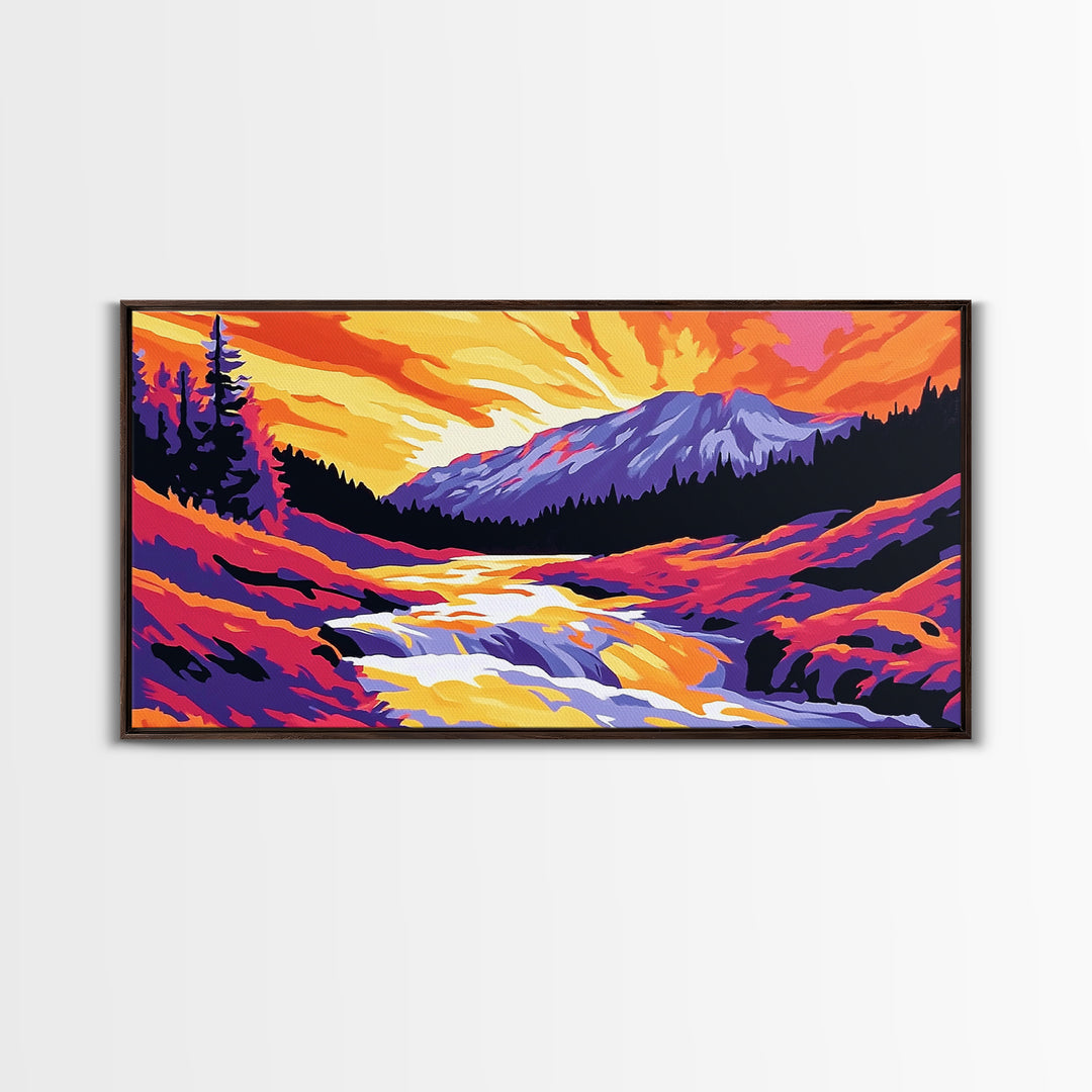 Ocean Cave, Sunset Glow, Coastal Escape, Nature Wall Art, Tropical Home Decor, Framed Canvas Print, Serene Seascape Painting