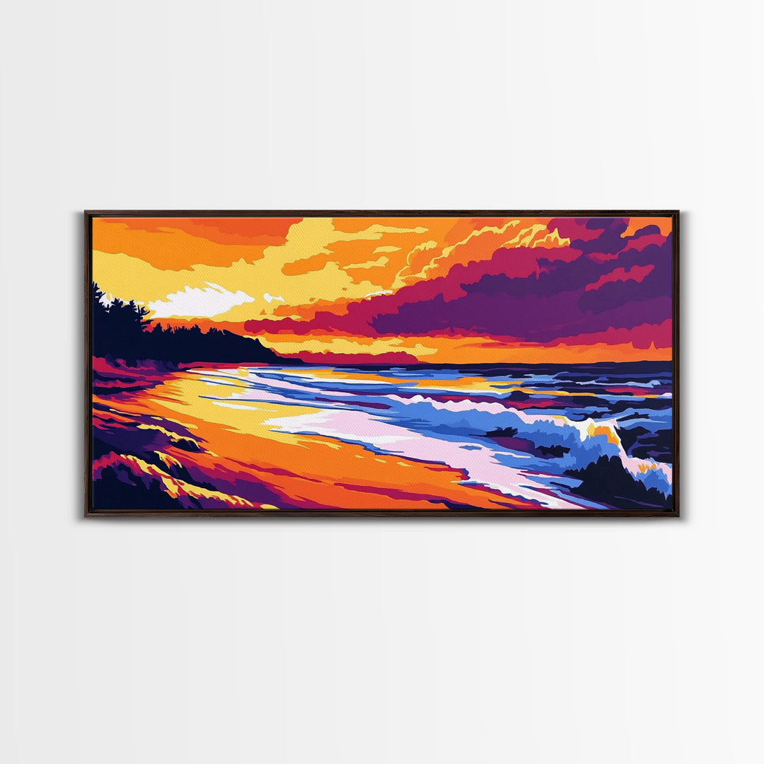 Ocean Sunset, Coastal Waves, Beach Wall Art, Canvas Print, Vibrant Seascape, Nautical Home Decor, Summer Art, Tropical Landscape
