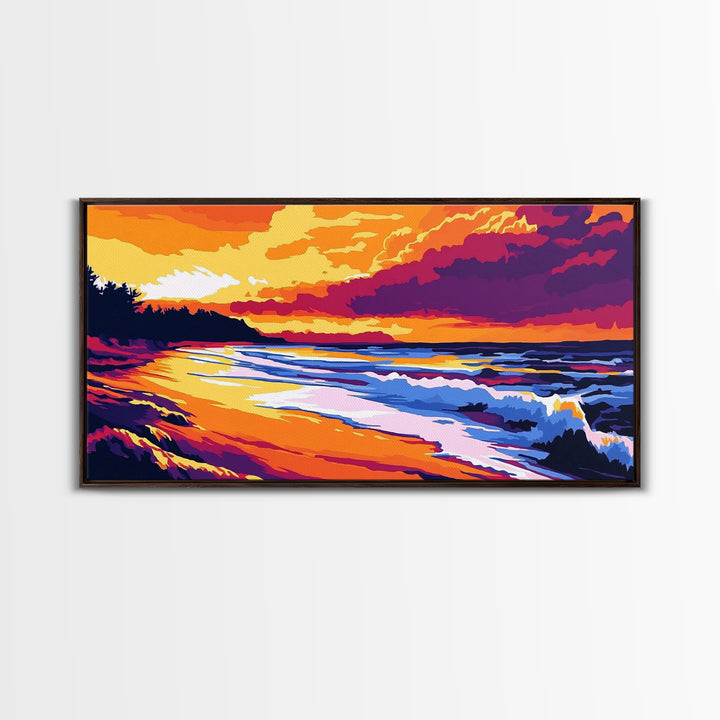 Ocean Sunset, Coastal Waves, Beach Wall Art, Canvas Print, Vibrant Seascape, Nautical Home Decor, Summer Art, Tropical Landscape