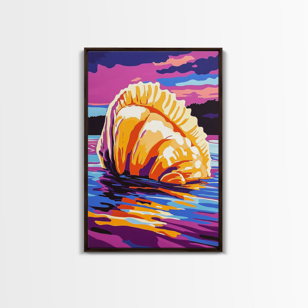 Ocean Rock Formation, Framed Canvas Print, Vibrant Seascape, Coastal Art, Nautical Home Decor, Bold Nature Scene, Beach House Accent