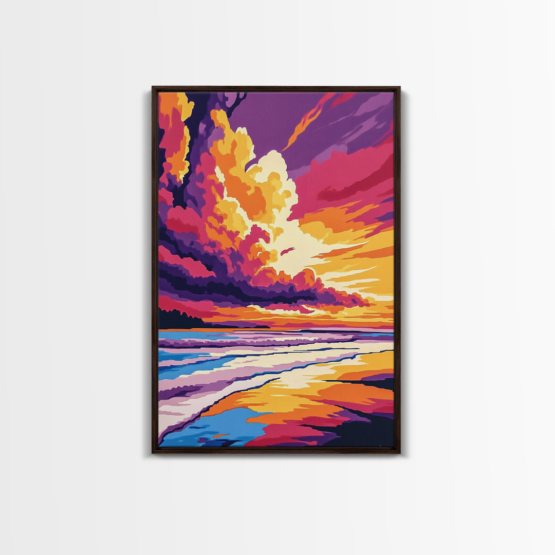 Ocean Sunset, Beach Art, Coastal Decor, Canvas Print, Vibrant Seascape, Modern Wall Art, Tropical Sunset, Bedroom Wall Decor