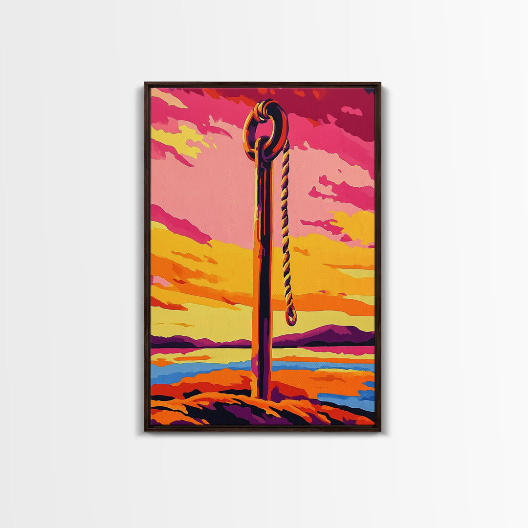 Nautical Rope, Coastal Decor, Beach House Art, Sunset Painting, Canvas Print, Living Room Wall Art, Boho Home Decor, Vibrant Landscape
