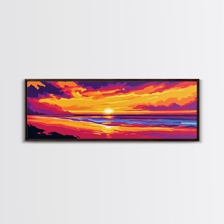 Ocean Horizon, Sunset Beach Scene, Coastal Home Decor, Relaxing Seascape, Canvas Print, Living Room Wall Art, Nautical Vibes, Bold
