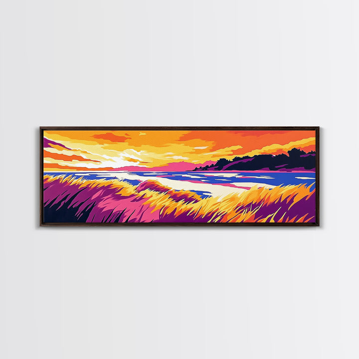 Coastal Grasses, Ocean Sunset, Canvas Print, Beach Art, Serene Landscape, Nautical Home Decor, Relaxing Wall Art, Living Room Decor