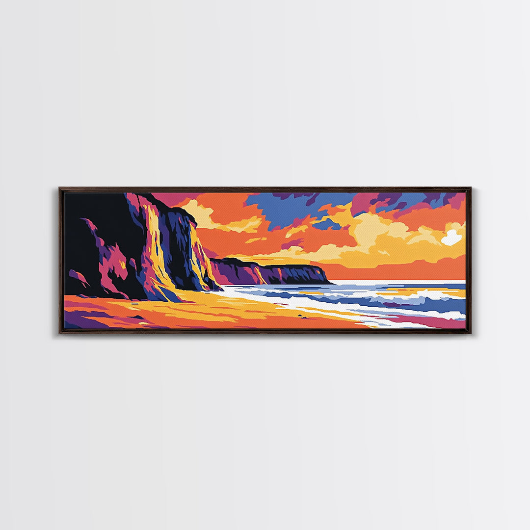 Ocean Sunset, Coastal Serenity, Beach House Art, Seascape Painting, Nature Wall Decor, Framed Canvas Print, Living Room Wall Art