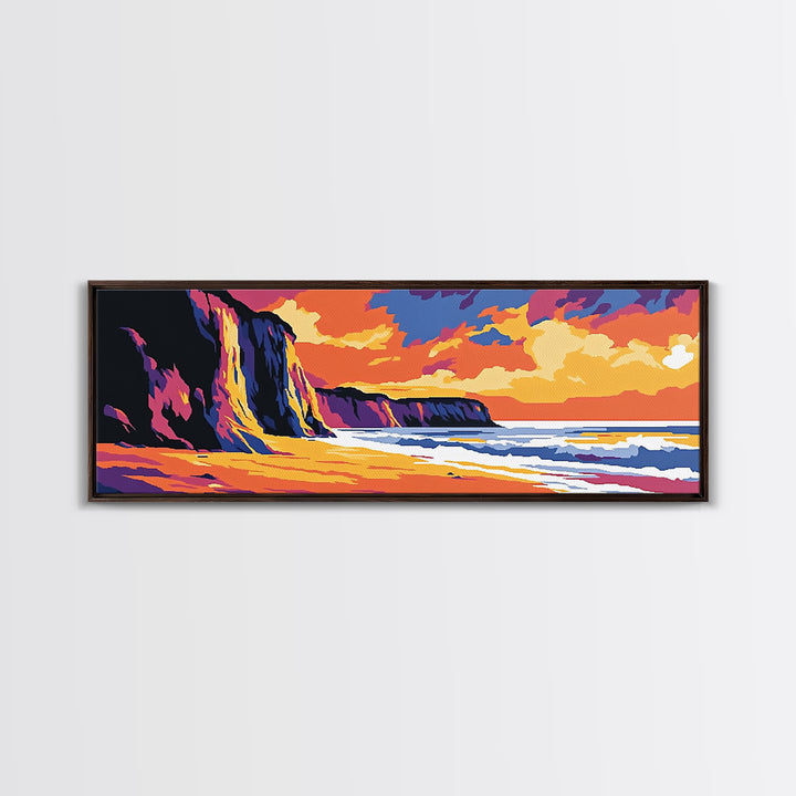 Ocean Sunset, Coastal Serenity, Beach House Art, Seascape Painting, Nature Wall Decor, Framed Canvas Print, Living Room Wall Art
