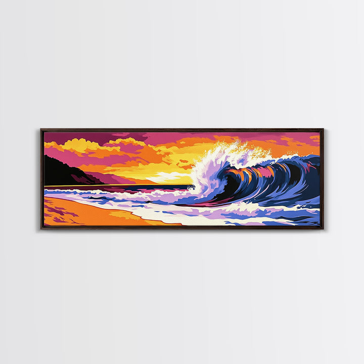 Ocean Wave Painting, Beach Sunset Art, Surf Art, Coastal Wall Decor, Modern Seascape, Tropical Vibes, Beach House Art, Canvas Print