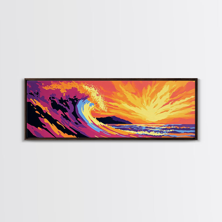 Ocean Wave, Sunset Seascape, Bold Coastal, Canvas Print, Beach Wall Art, Vibrant Surf Art, Tropical Home Decor, Water Movement