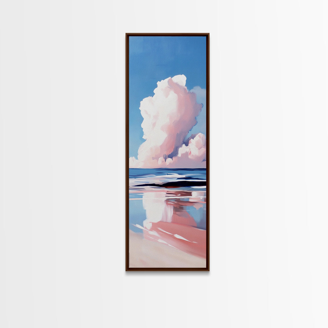Coastal Clouds, Beach Landscape, Ocean Wall Art, Canvas Print, Blue Sky, Minimalist Home Decor, Living Room Art, Nautical Aesthetic