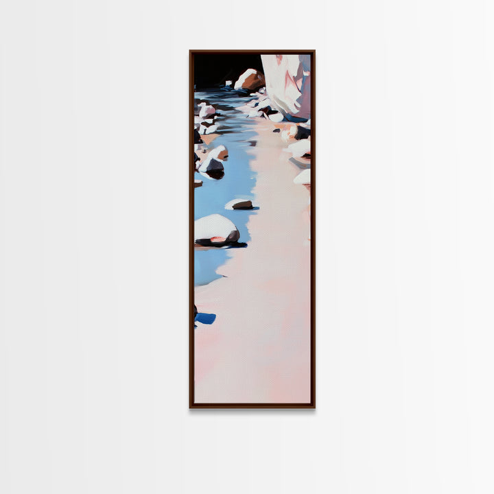 River Rocks, Tranquil Water, Nature Scene, Canvas Print, Zen Wall Art, Neutral Home Decor, Modern Minimalist, Office Wall Aesthetic