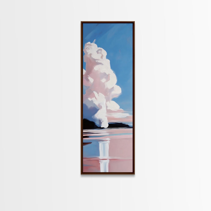 Cloud Reflection, Pink Sky, Blue Horizon, Framed Canvas Print, Minimalist Wall Art, Modern Decor, Living Room Art, Nature Print