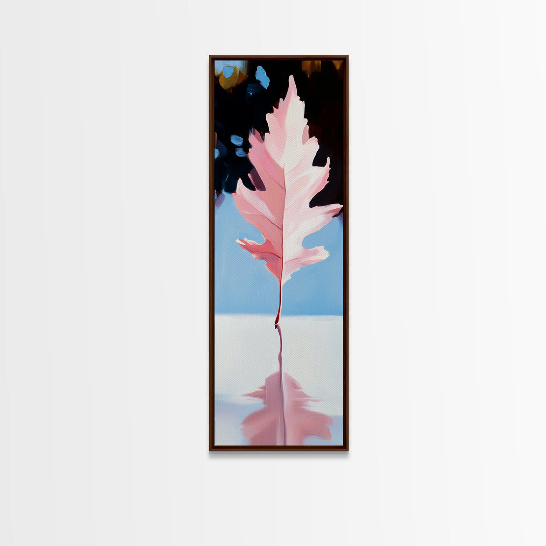 Pink Autumn Leaf, Fall Canvas Print, Nature Wall Art, Seasonal Decor, Botanical Artwork, Soft Pastel Aesthetic, Living Room Art