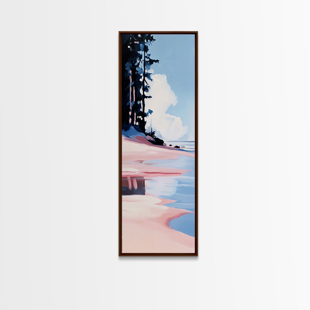 Coastal Serenity, Beach Landscape, Ocean Wall Art, Seascape Painting, Minimalist Art, Living Room Wall Decor, Framed Canvas Print