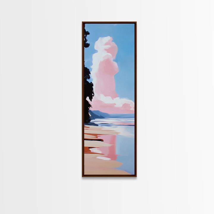 Pink Cloud Beach, Dreamy Seascape, Pastel Ocean Art, Coastal Wall Decor, Aesthetic Art, Bedroom Art, Canvas Print