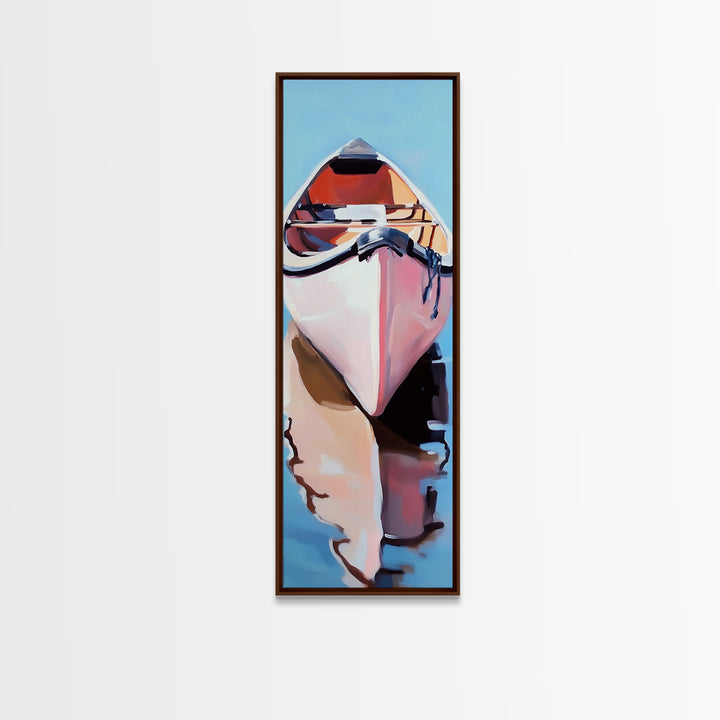 Rowboat Reflection, Lake House Art, Serene Waterscape Painting, Nautical Home Decor, Calm Blue Artwork, Canvas Print