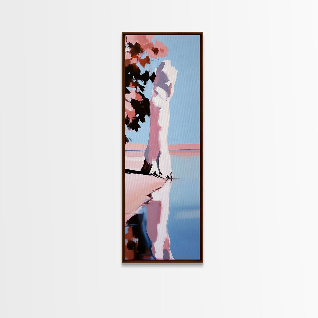 Birch Trees Painting, Reflective Water Art, Serene Landscape Decor, Modern Nature Wall Art, Lake House Aesthetic, Canvas Print