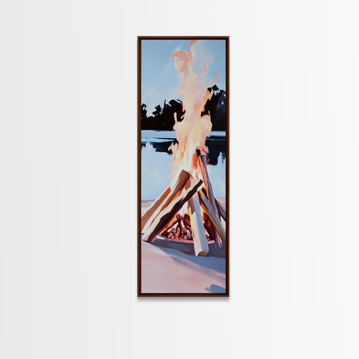 Campfire Glow, Rustic Art, Cozy Bonfire, Outdoor Adventure, Canvas Print, Fall Wall Art, Cabin Decor, Nature-Inspired, Warm Tones