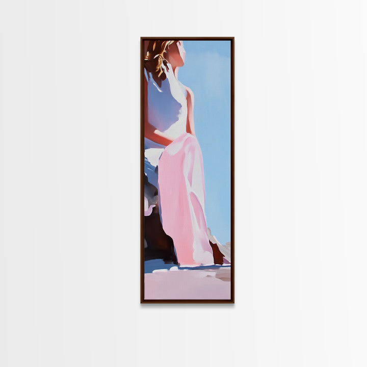 Elegant Woman, Soft Pastel Art, Feminine Portrait, Framed Canvas Print, Contemporary Aesthetic, Living Room Wall Art, Dreamy Abstrac