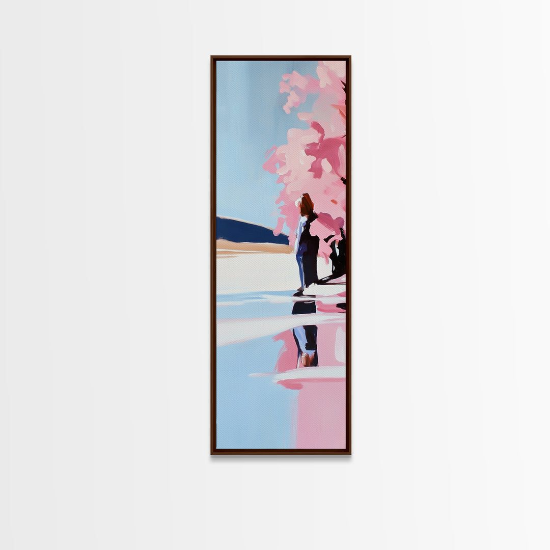 Cherry Blossom, Spring Landscape, Feminine Art, Nature Serenity, Japanese Garden, Pastel Aesthetic, Bedroom Wall Art, Framed Canvas Print
