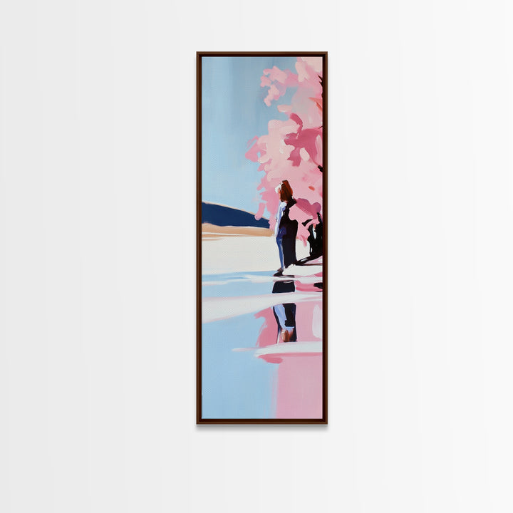 Cherry Blossom, Spring Landscape, Feminine Art, Nature Serenity, Japanese Garden, Pastel Aesthetic, Bedroom Wall Art, Framed Canvas Print