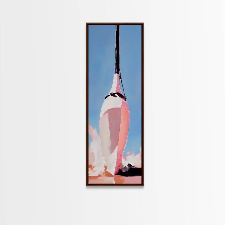 Nautical Buoy, Maritime Decor, Ocean Painting, Framed Canvas Print, Coastal Wall Art, Minimalist Art, Blue and Pink, Gift, Office