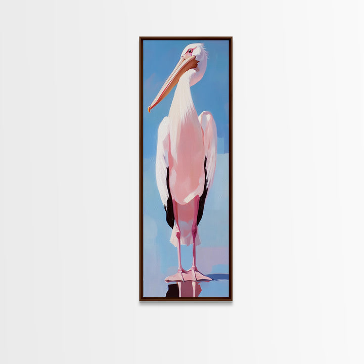 Pelican, Coastal Bird, Modern Beach Art, Nautical Home Decor, Ocean Animal, Boho Wall Art, Seaside Theme, Framed Canvas Print
