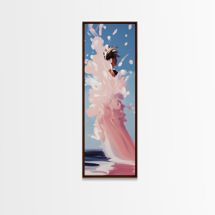 Ocean Splash, Surfer Girl, Dynamic Beach Art, Coastal Living, Vibrant Water Painting, Energetic Waves, Framed Canvas Print